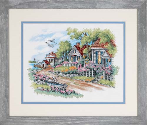 Cottages by the Sea (3240), Stamped Cross Stitch